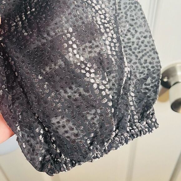 Modcloth Velvet Dot New Sheer's Eve Top Grey Black M - Picture 8 of 11